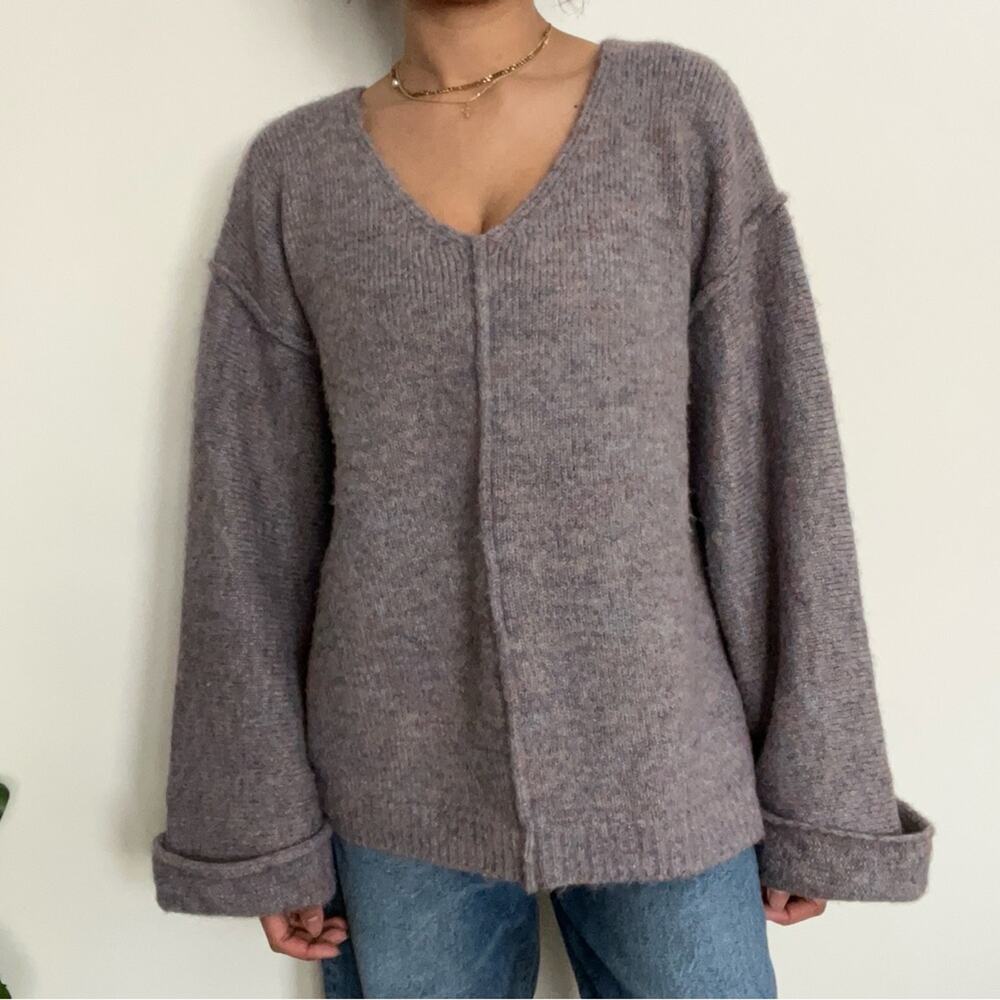 Promesa Lilac Purple Knit Bell Sleeve Sweater Sz Medium Bohemian Cozy Oversized